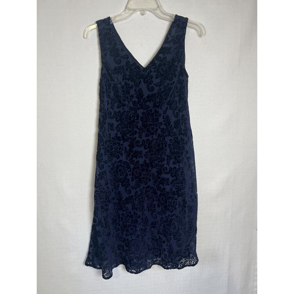 Carole Little Petite Navy Blue Lined Sleeveless Criss Dress Womens Size 10